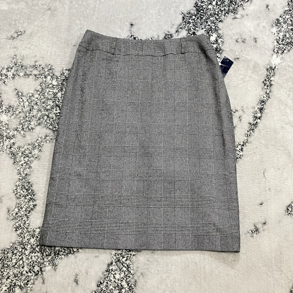 Anne Klein Plaid Pencil Skirt Womens Size 12‎ Gray Stretch Career NWT